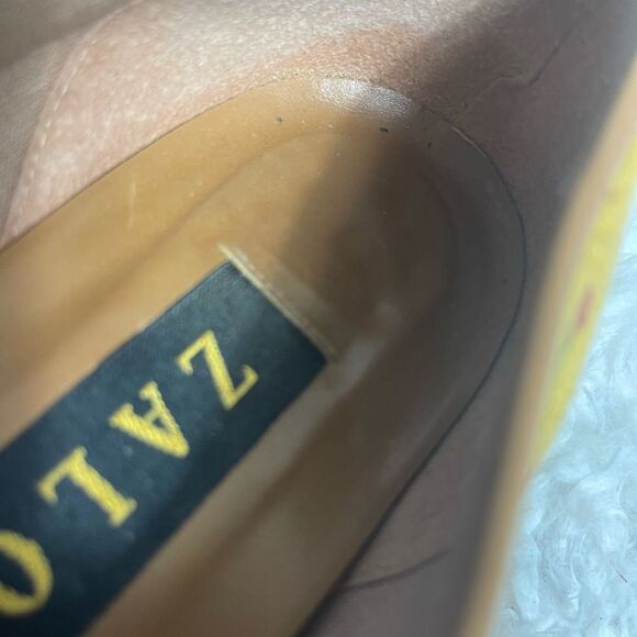 Zalo Vintage Zalo Yellow & Red Rose Needlepoint sleep on  Flats size 10 - Picture 11 of 13